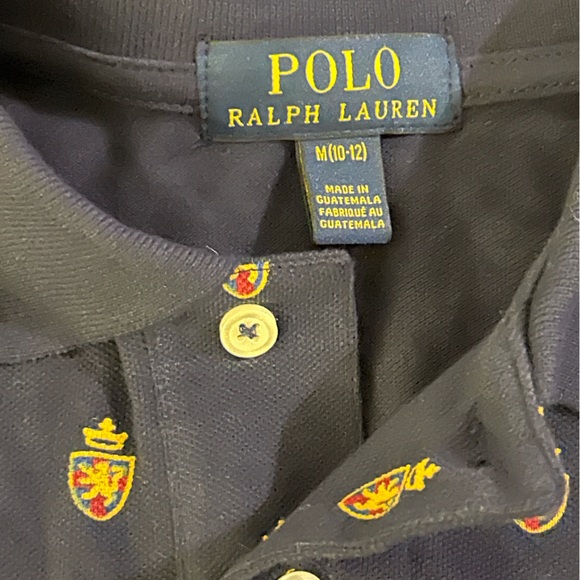 Polo Ralph Lauren All over crest Navy Pique Polo Big Boys size M (10-12) - Picture 2 of 6